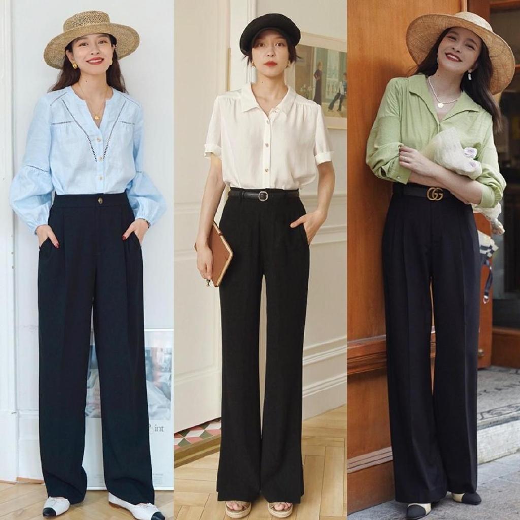 秋天穿阔腿裤,可以搭配这4件上衣