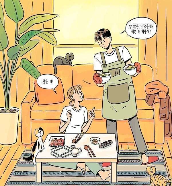 来自韩国插画师 grim_b 与妻子生活中的甜蜜日常绘画