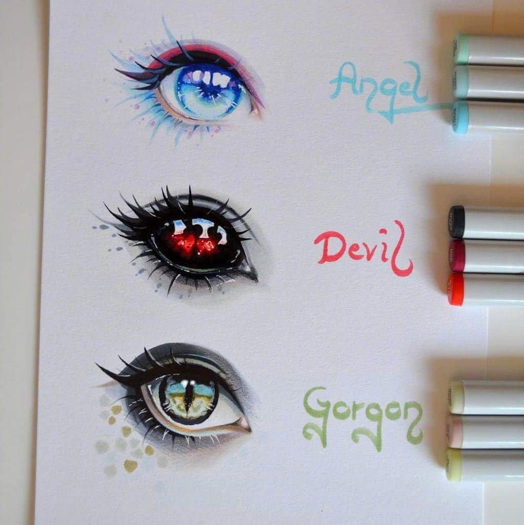 马克笔手绘大眼睛|lighanesartblog