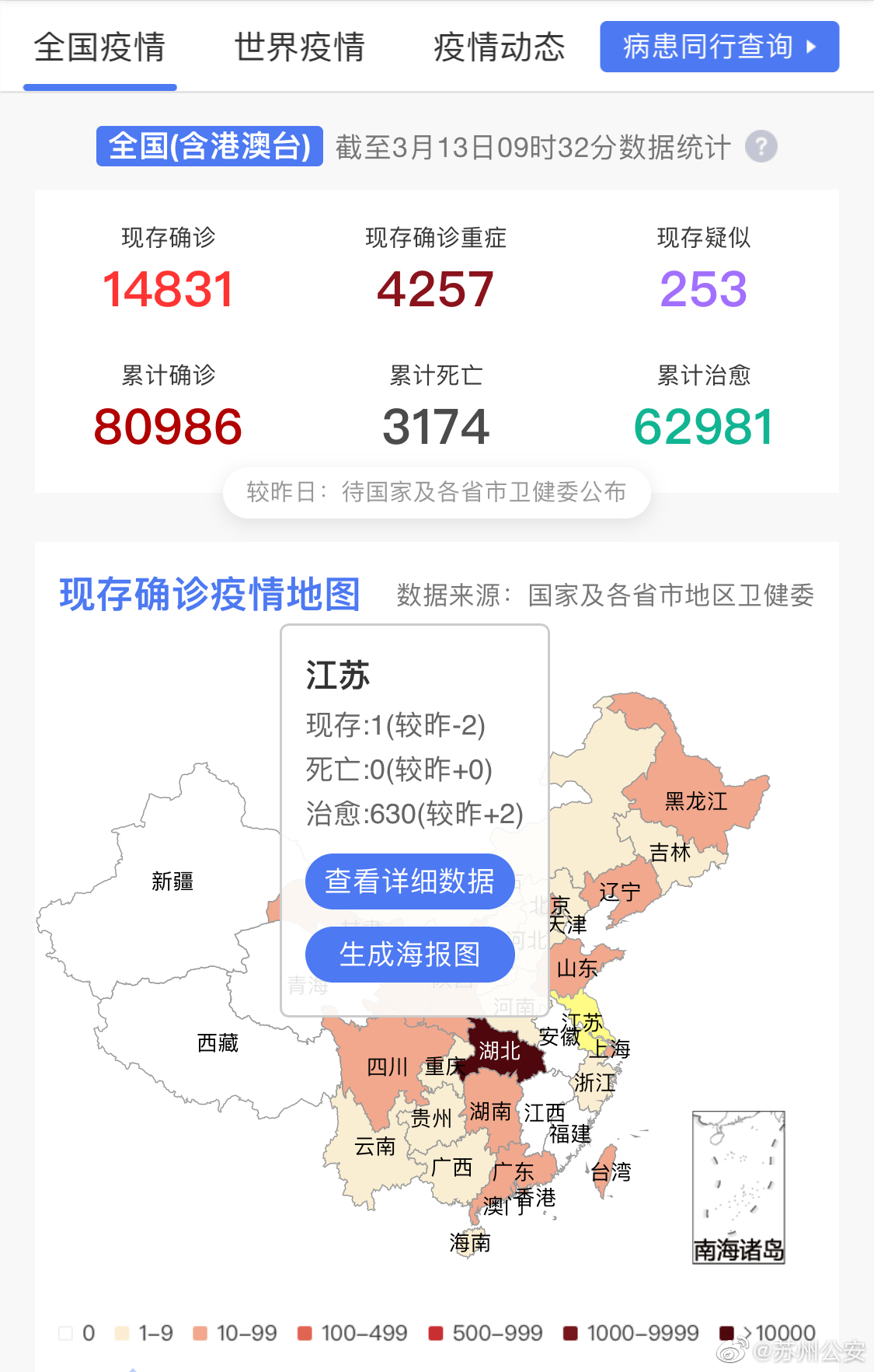 新型冠状病毒肺炎疫情实时动态追踪