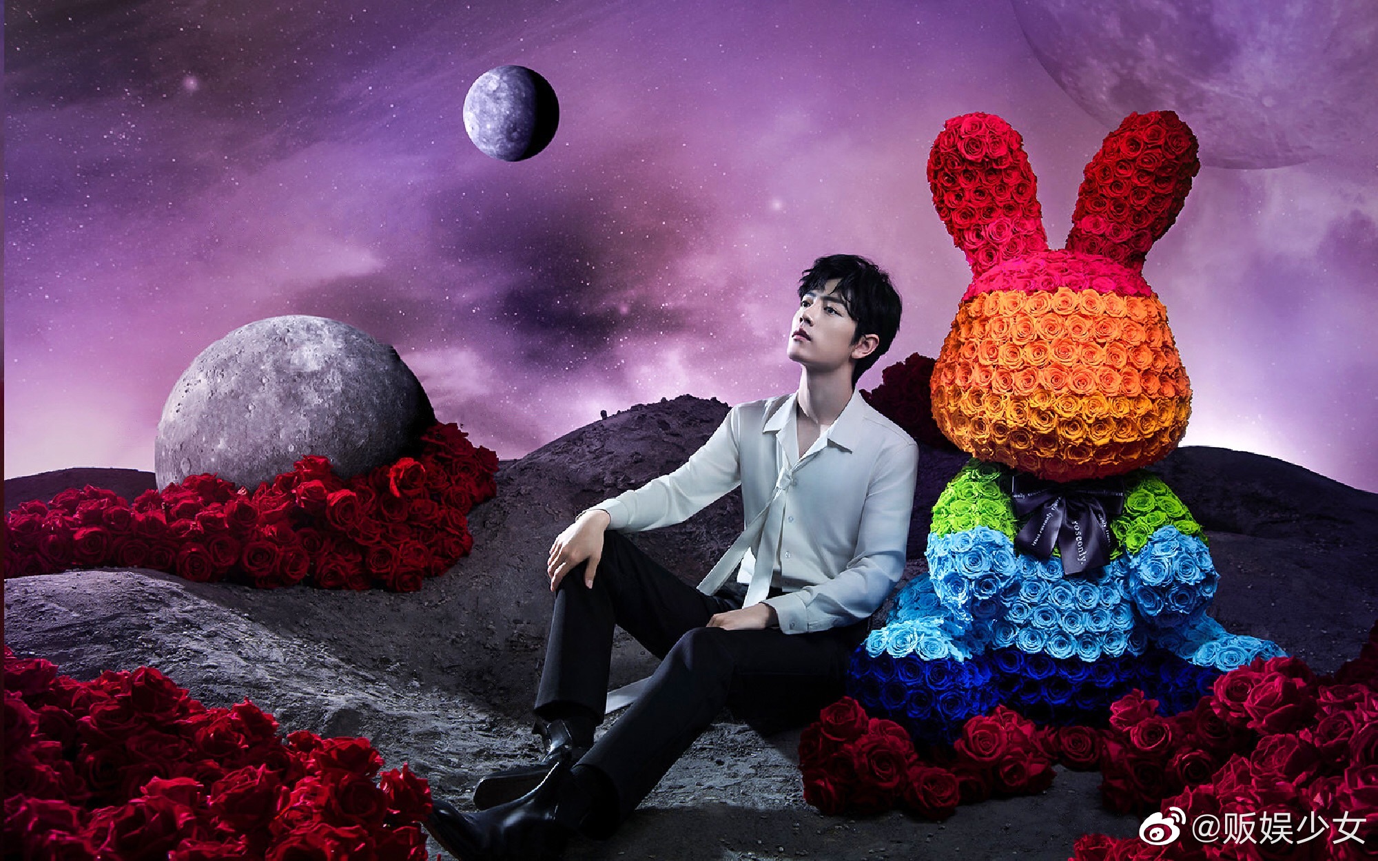 4/ 9新鲜的肖战请查收黑色西装和红玫瑰,好好看～@x玖少年团肖战day