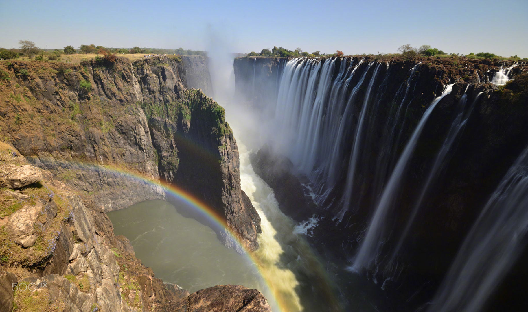 维多利亚瀑布位于非洲赞比西河中游