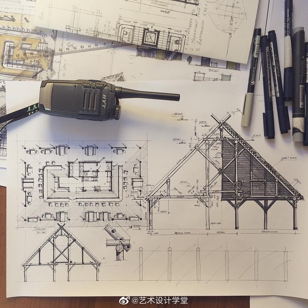 建筑设计草图手绘丨推敲思考的过程__财经头条