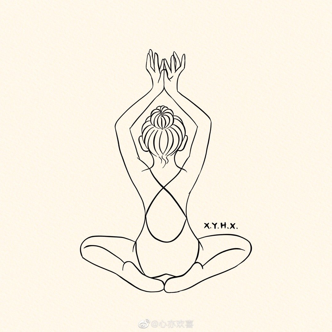 一组瑜伽速写/白描.__财经头条
