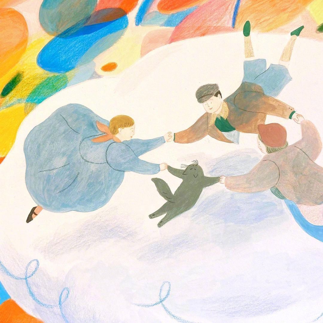 韩国插画师 KANG HAN 笔下温柔的场景插画,圆润的人物造型……