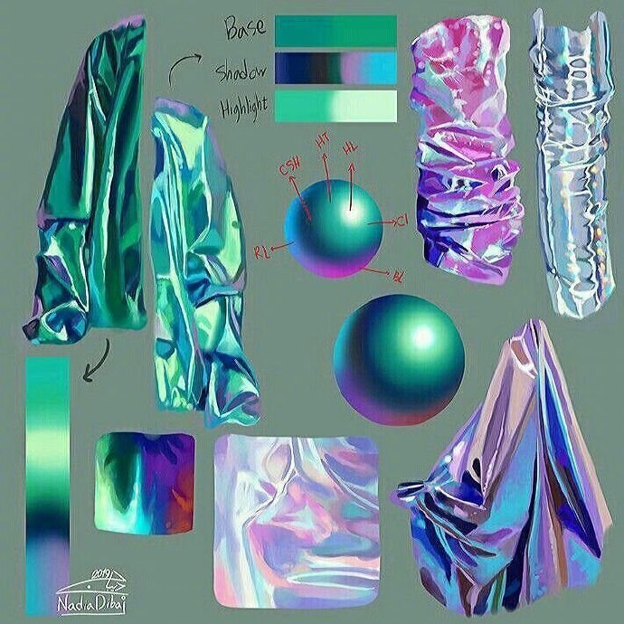 一组镭射反光绘制参考素材