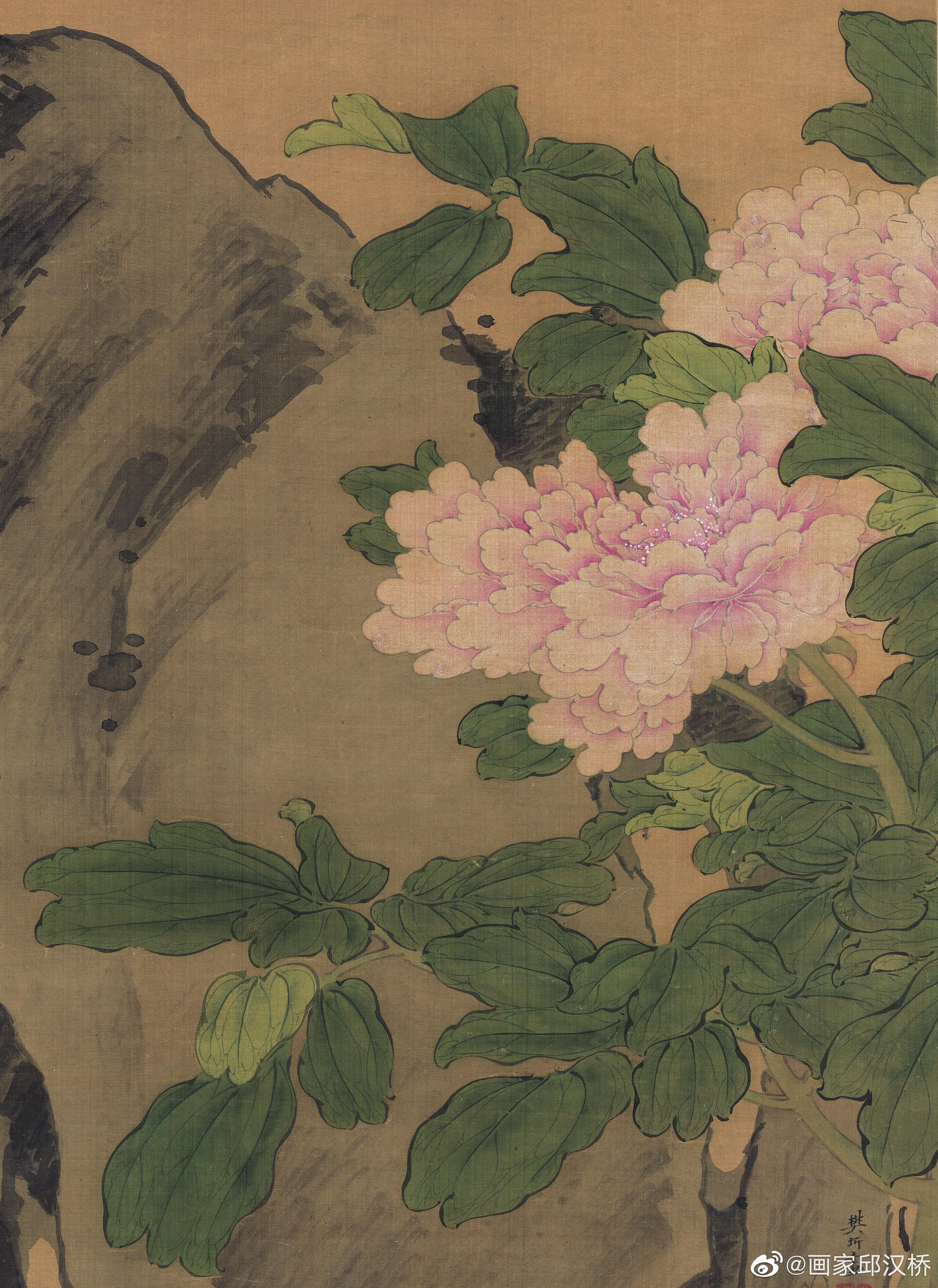 牡丹明代樊圻绢本设色纵1684厘米横464厘米