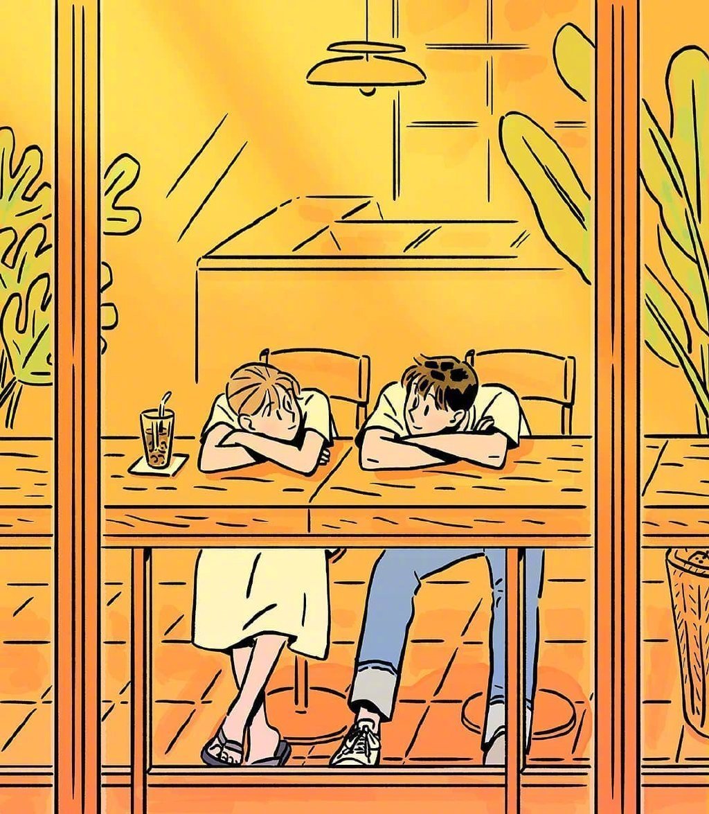 来自韩国插画师 grim_b 与妻子生活中的甜蜜日常绘画