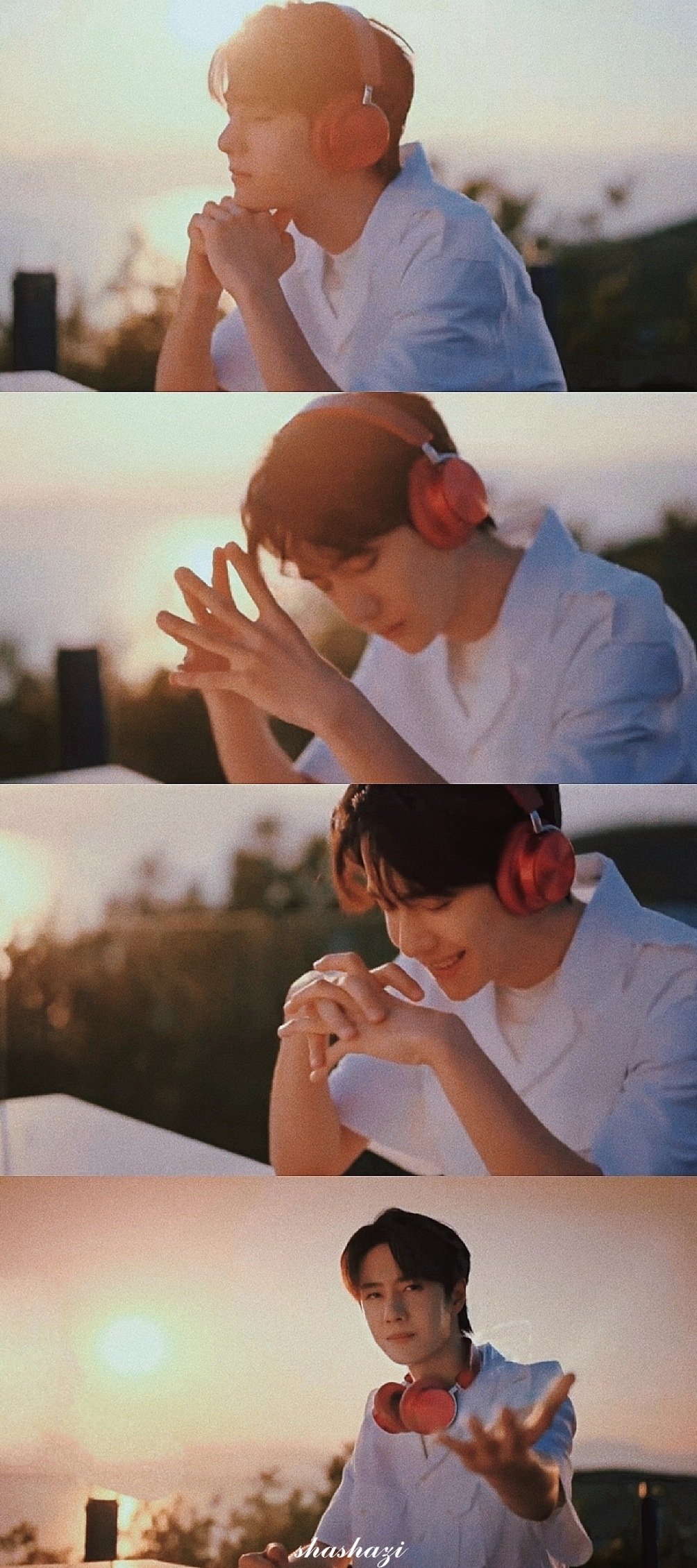 王一博在绿洲晒出一张父亲旧照和一张自己抱着滑板对着镜子的自拍