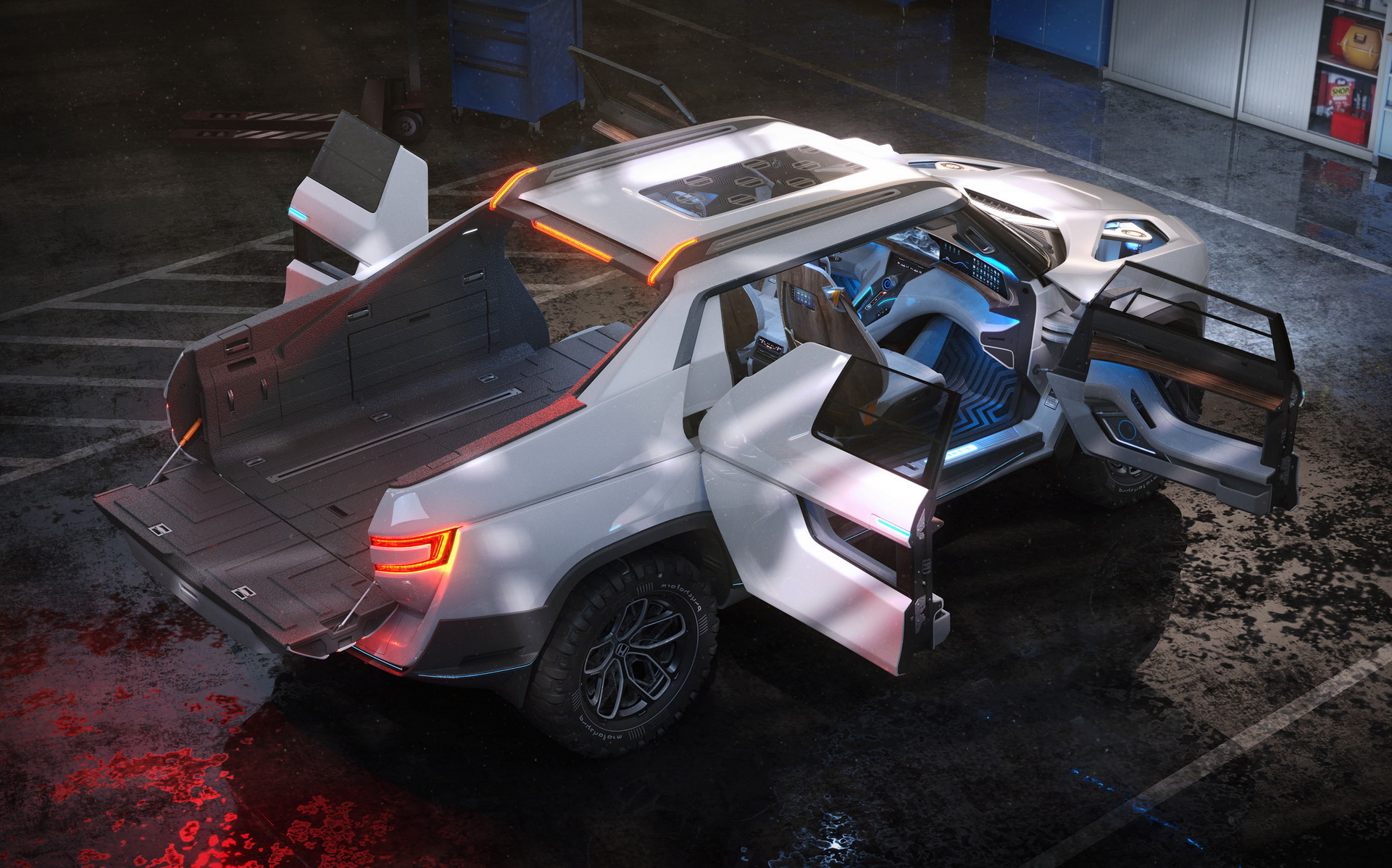 酷似科幻片,设计师创作未来的本田电动皮卡