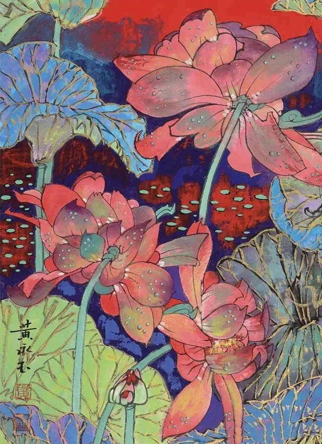 谁持彩莲当空舞,映日荷花别样红:国画彩墨荷花欣赏__财经头条