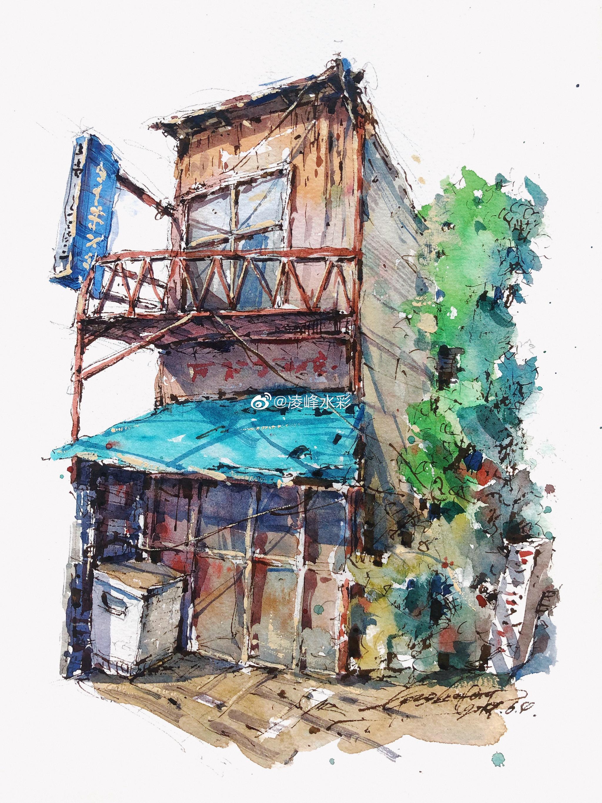 人间烟火气,最抚凡人心作者:凌峰水彩