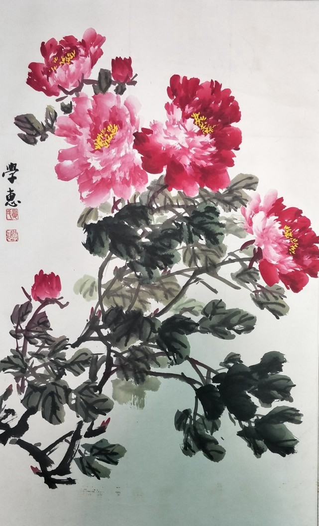 著名书画家夏学惠作品赏析|红牡丹|山水画|牡丹_新浪新闻