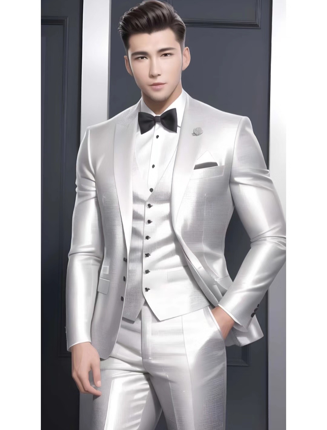 银色西装男人