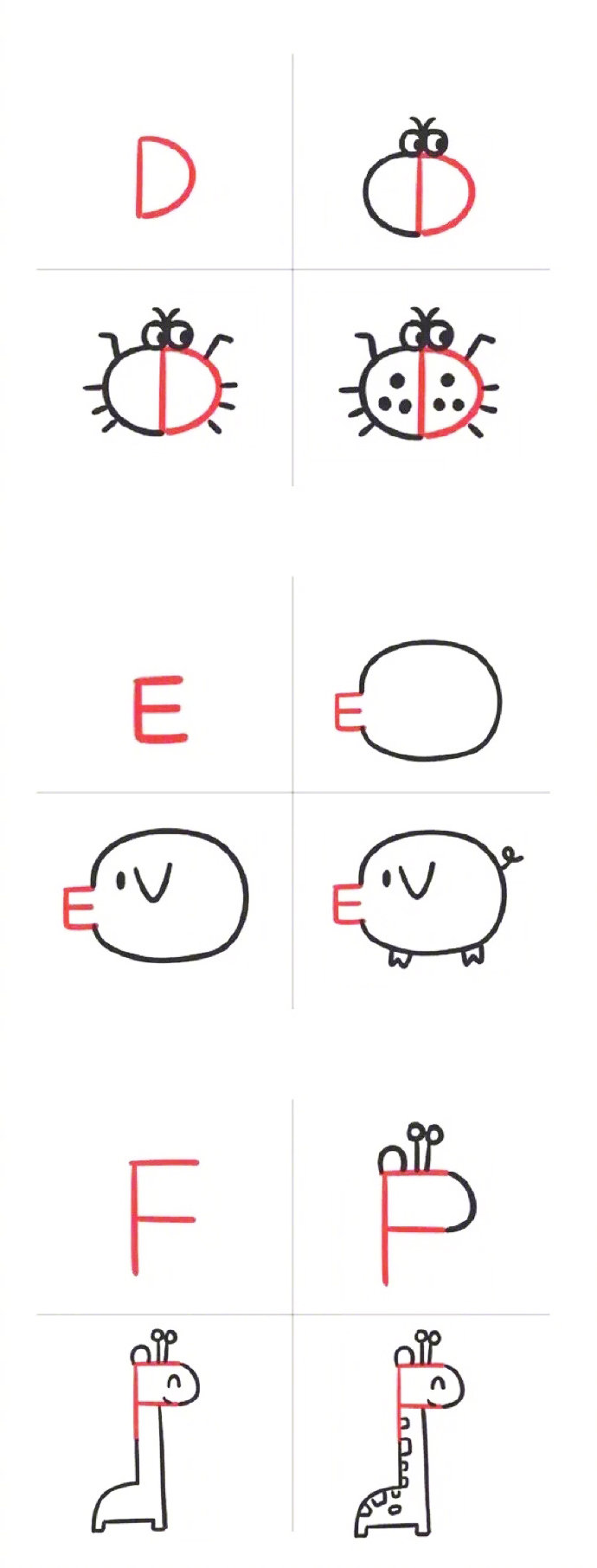 用英文字母画画,超萌,一学就会~ 学会了教给宝宝