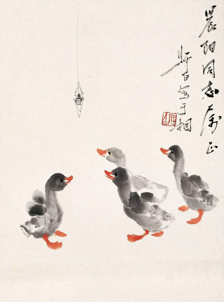 水墨画丨娄师白画笔下可可爱爱的小鸡小鸭