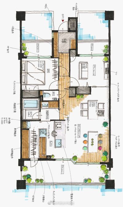 室内设计手绘户型图__财经头条