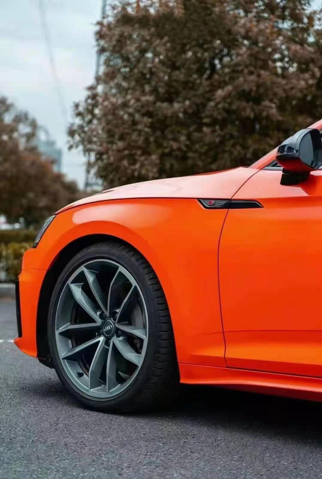 膜呗改色案例:奥迪a5改色高亮橙 鲜亮时尚感尽显