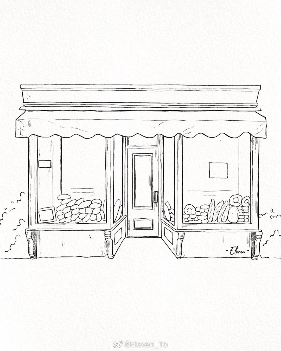 钢笔淡彩线稿合集很适合初学者临摹哦