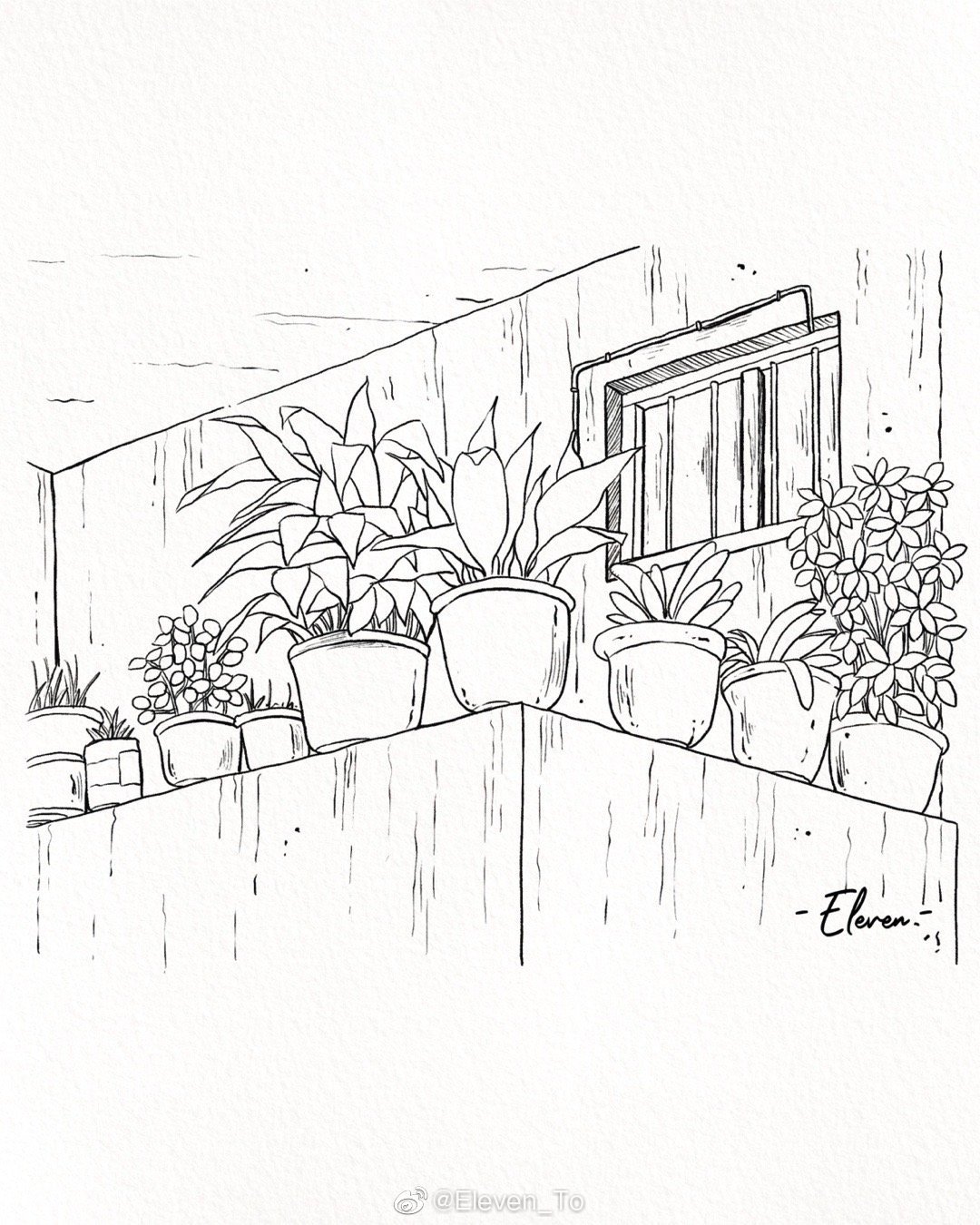 钢笔淡彩线稿合集很适合初学者临摹哦