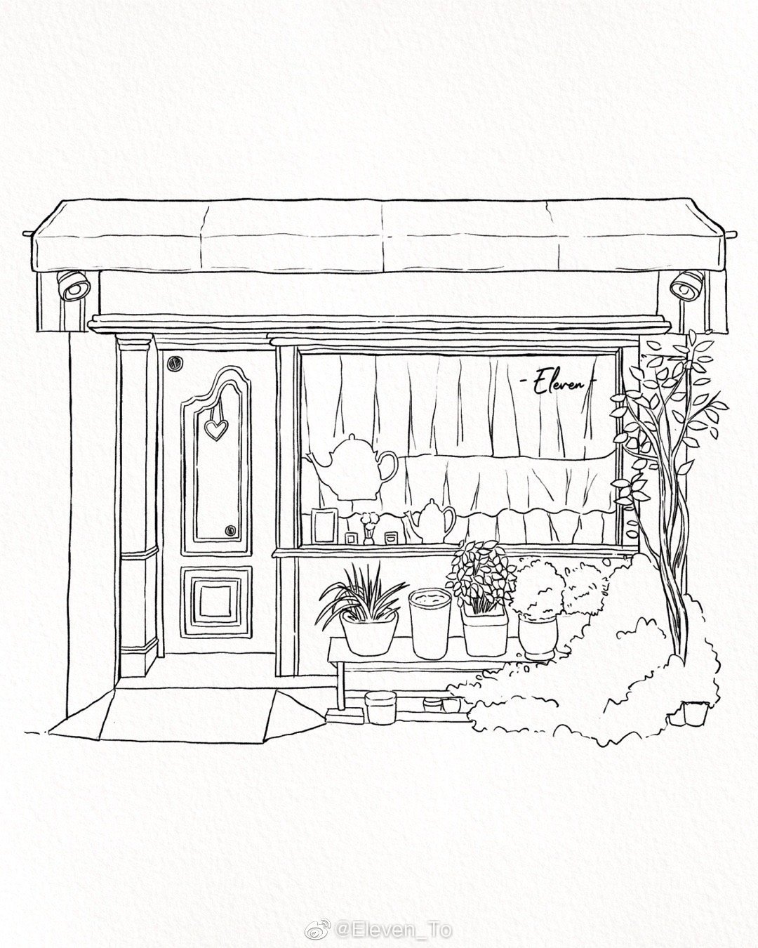 钢笔淡彩线稿合集很适合初学者临摹哦