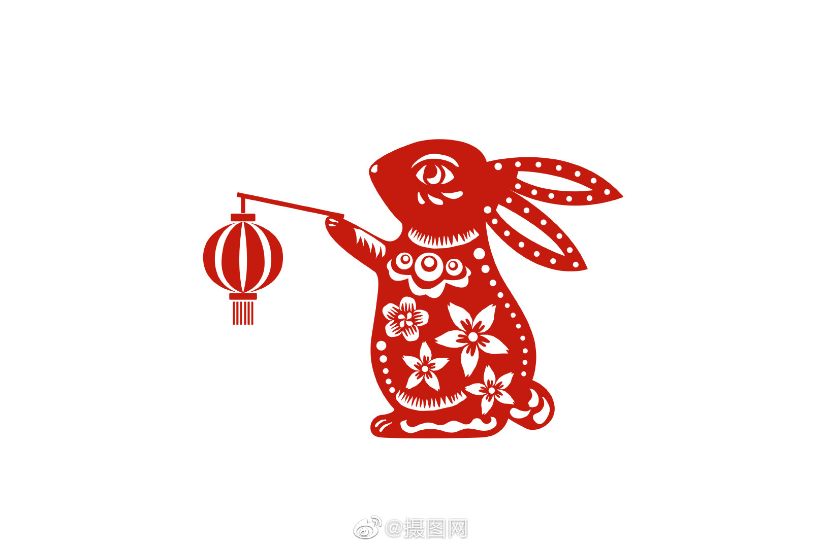 兔年剪纸红色喜庆兔子剪纸免抠素材图