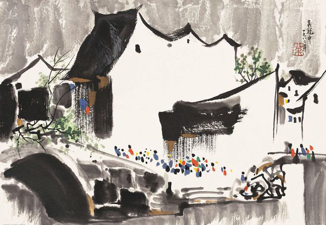 吴冠中的江南水乡,白墙青瓦,柔和静谧……_高清图集_新浪网