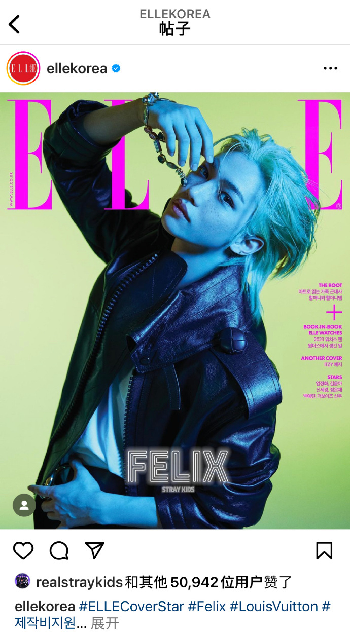 李龙馥elle5月刊封面简直气场全开时尚表现力好绝啊