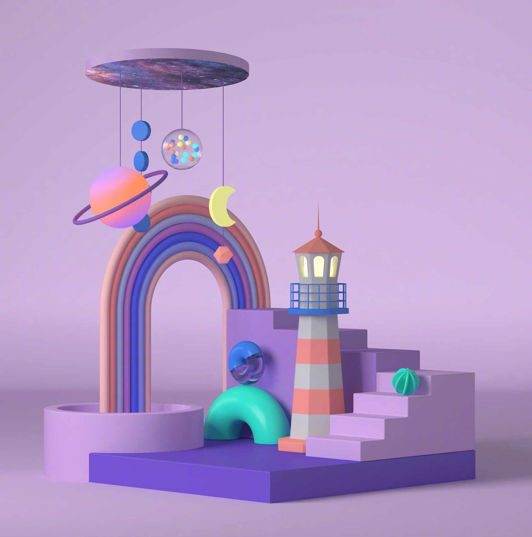 c4d元素组合与构图~来自我们往期c4d学员的课程作业……__财经头条