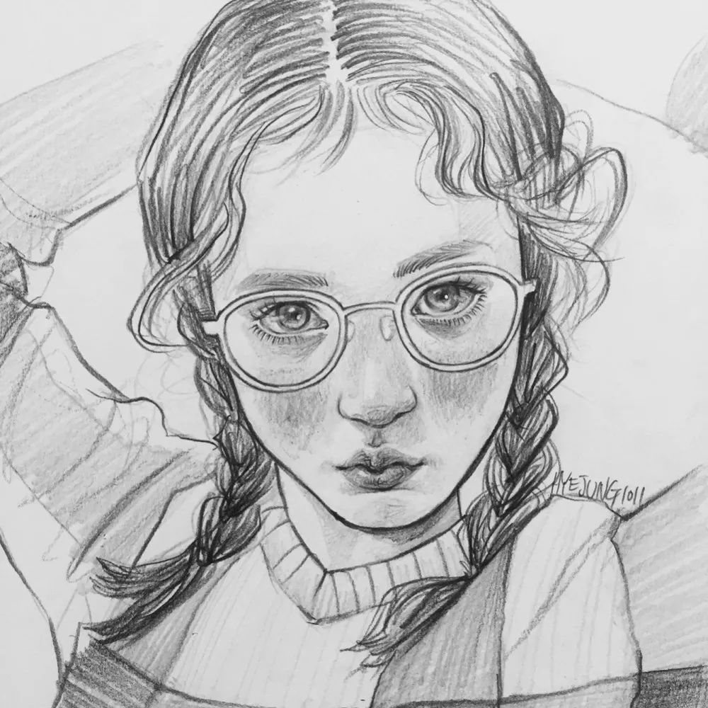 韩国插画师人像素描作品 作者:hyejung