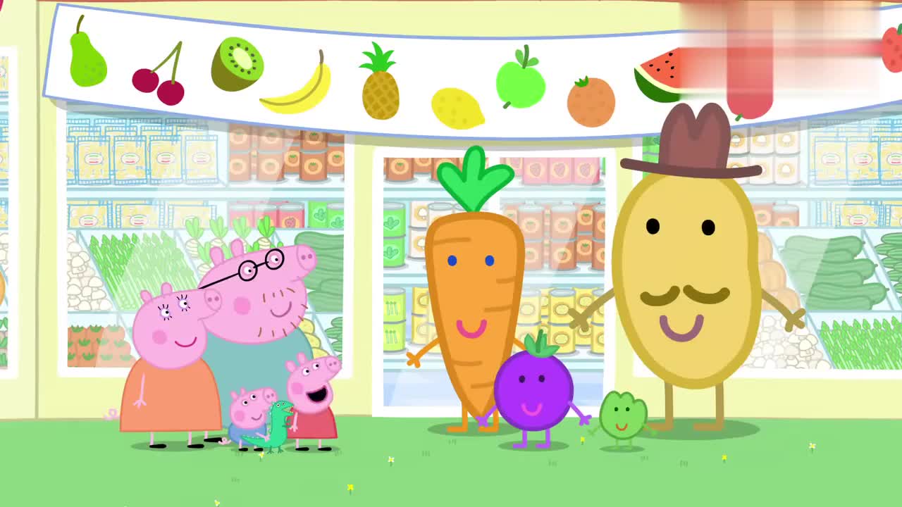 小猪佩奇佩奇来买菜外面是土豆先生在站岗哎他可是明星啊