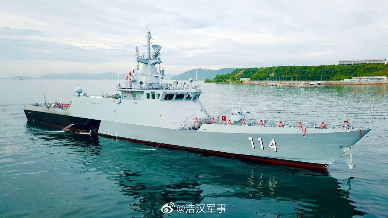 马来西亚海军中国建造的第4艘lms滨海任务舰114三角旗号……