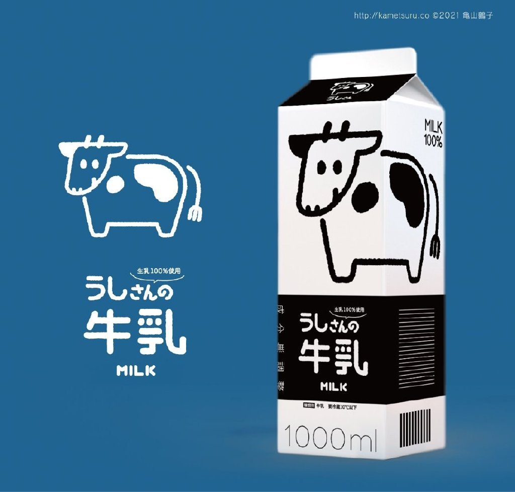 日本平面设计师 亀山鹤子 创作的一系列牛奶包装盒设计