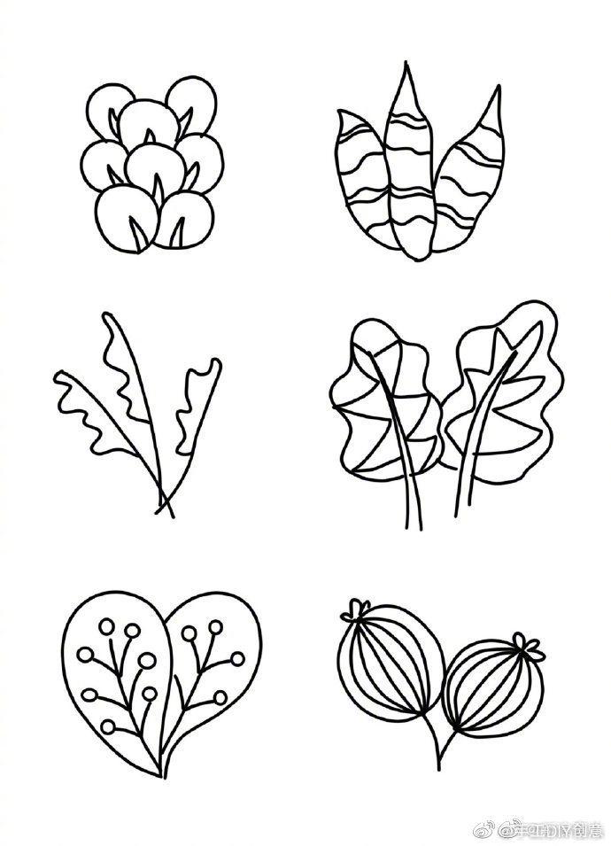 树叶叶子卡通简笔画手账素材