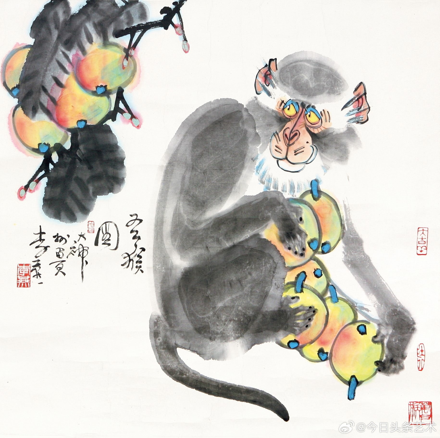 画家李燕笔下的猴子