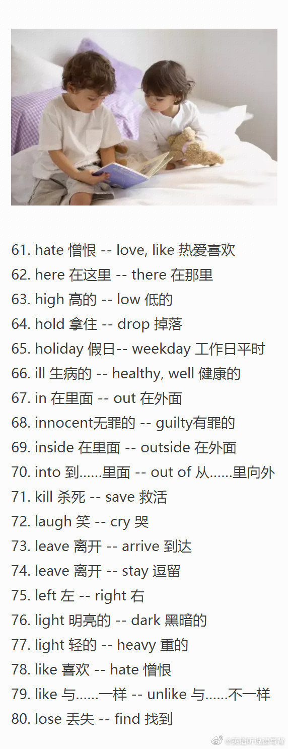 必知133个英语单词反义词