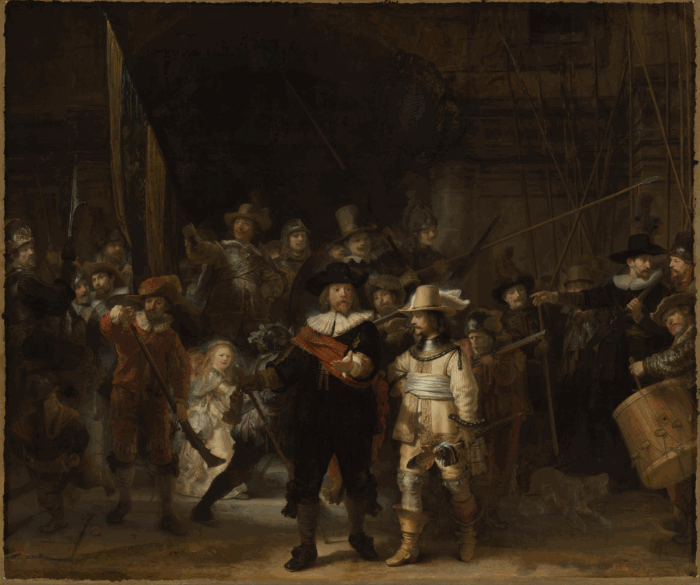 从未如此高清448亿像素的伦勃朗名画夜巡你看过吗