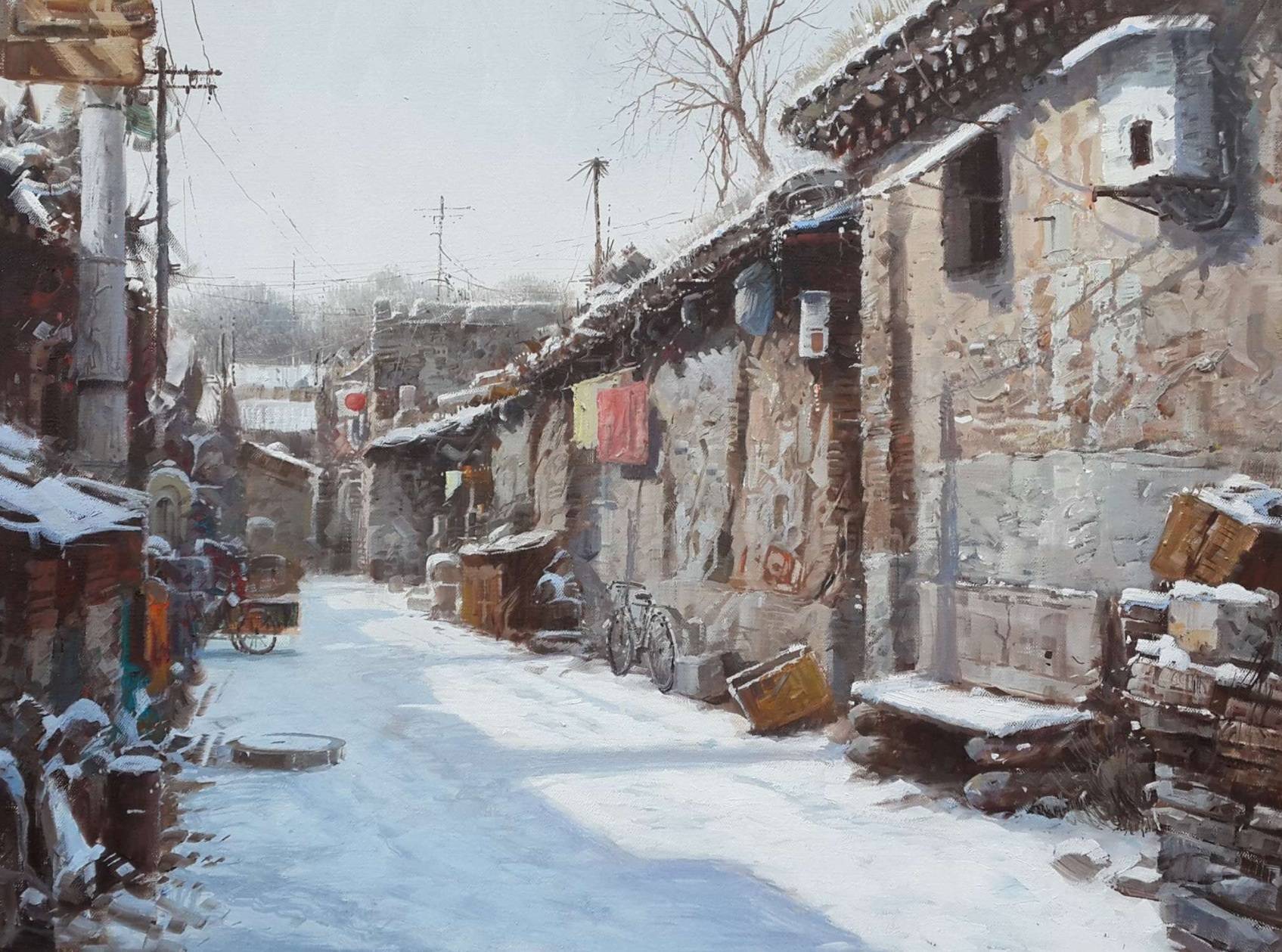 雪中的胡同黄劲松绘