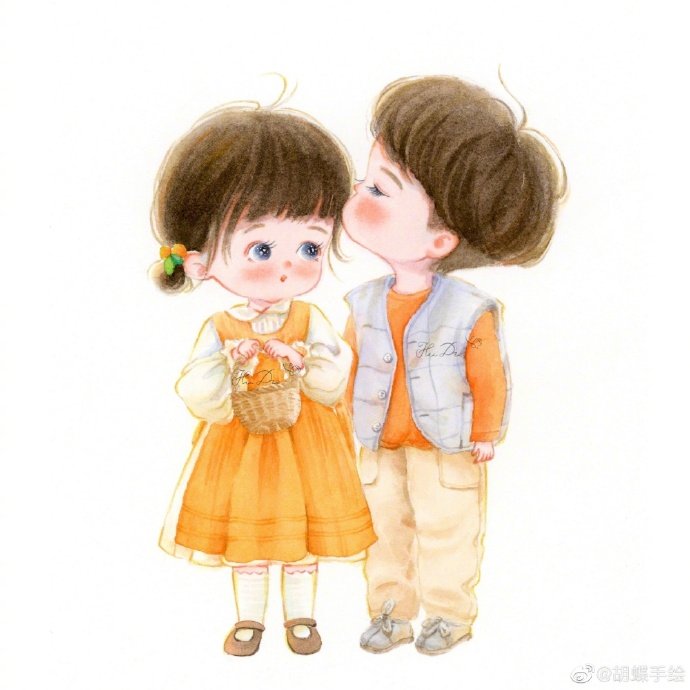甜甜的情侣小头像,用起来吧cr.胡蝶手绘_高清图集_新浪网