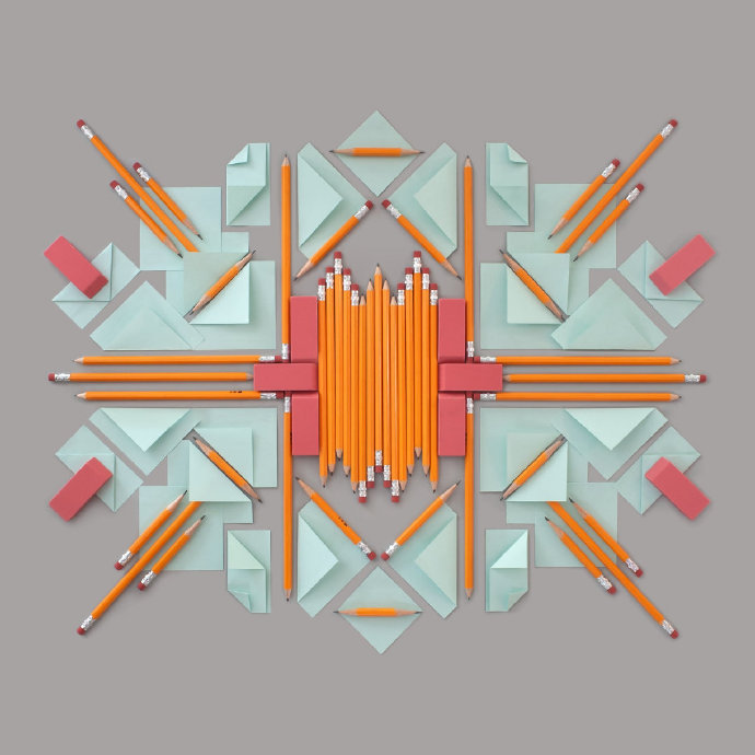 生活物品拼出的几何图形 艺术家 kristen meyer