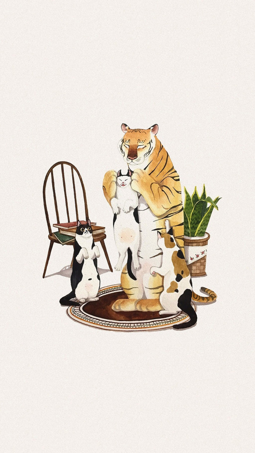 萌趣猫咪卡通插画手机壁纸来啦