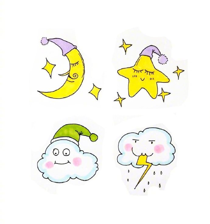分享一组超萌超可爱的天气预报简笔画