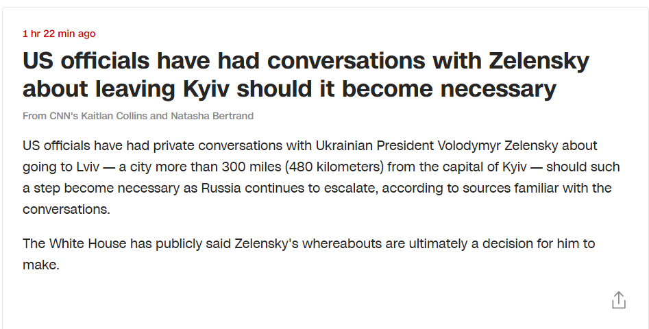 “快跑，泽连斯基！”美媒称美官员正敦促乌总统离开基辅前往乌克兰西部休闲区蓝鸢梦想 - Www.slyday.coM