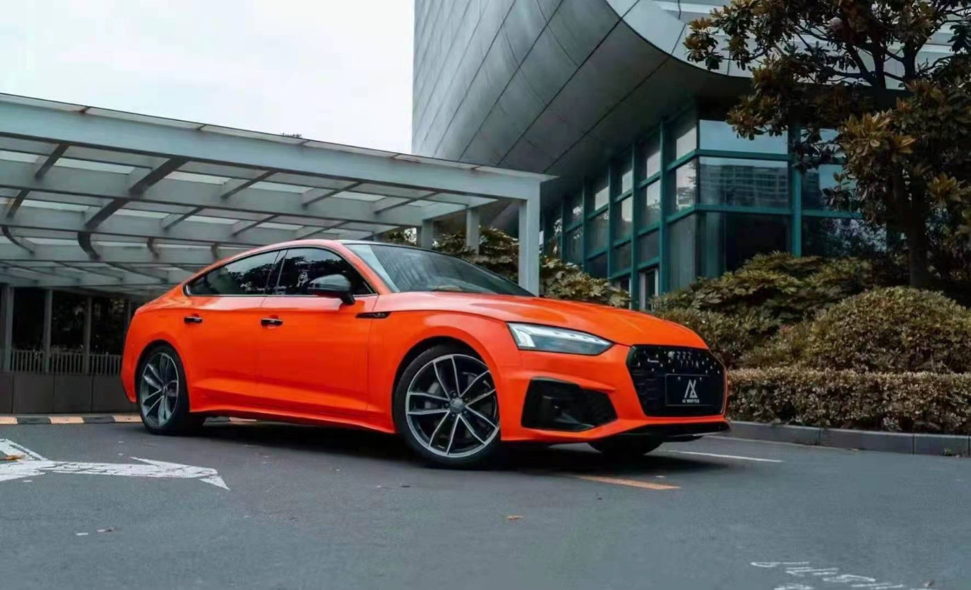 膜呗改色案例:奥迪a5改色高亮橙 鲜亮时尚感尽显