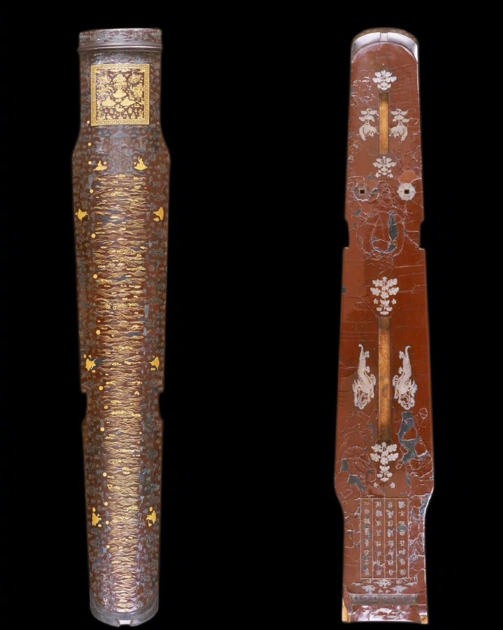 唐代金银平文琴,现藏于日本正仓院.其纹饰雍容华贵,工艺精湛