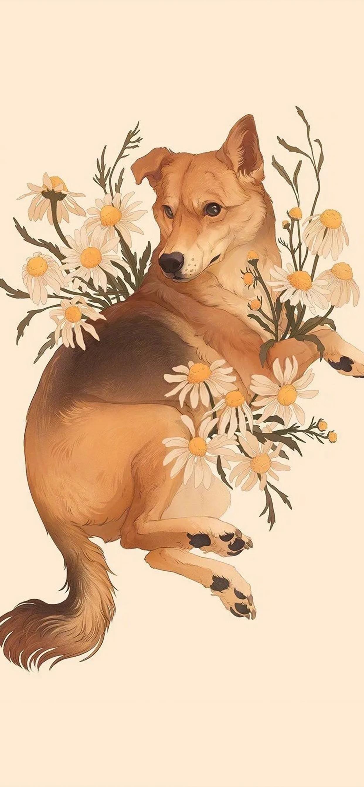 唯美动物萌宠插画手机壁纸! 动物也会气场的全开哦~!