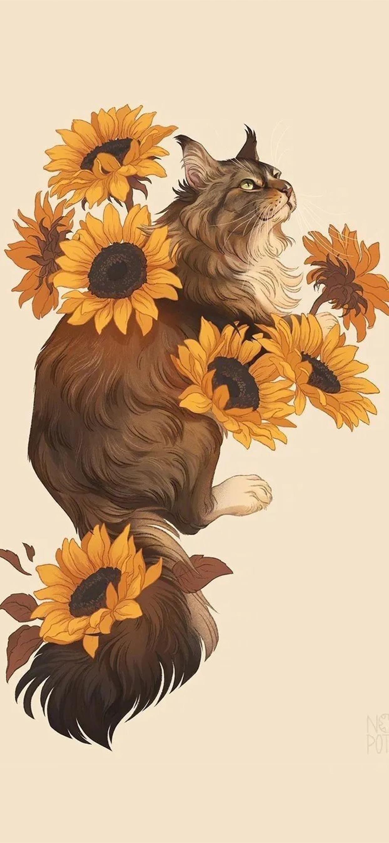 唯美动物萌宠插画手机壁纸! 动物也会气场的全开哦~!