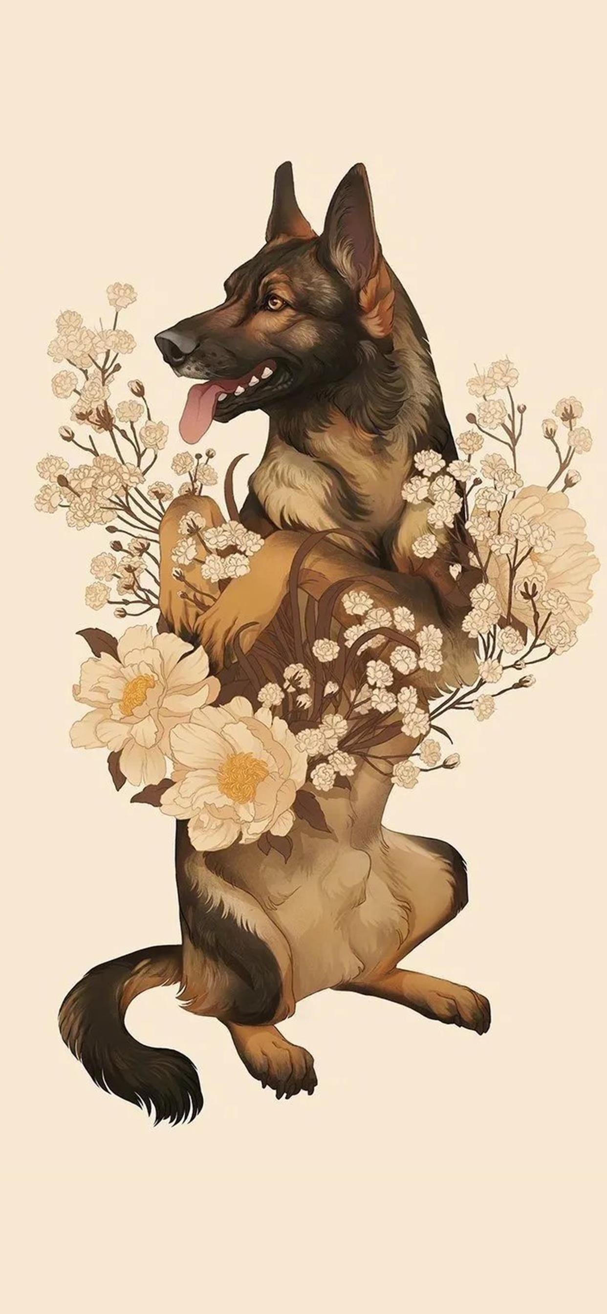 唯美动物萌宠插画手机壁纸! 动物也会气场的全开哦~!