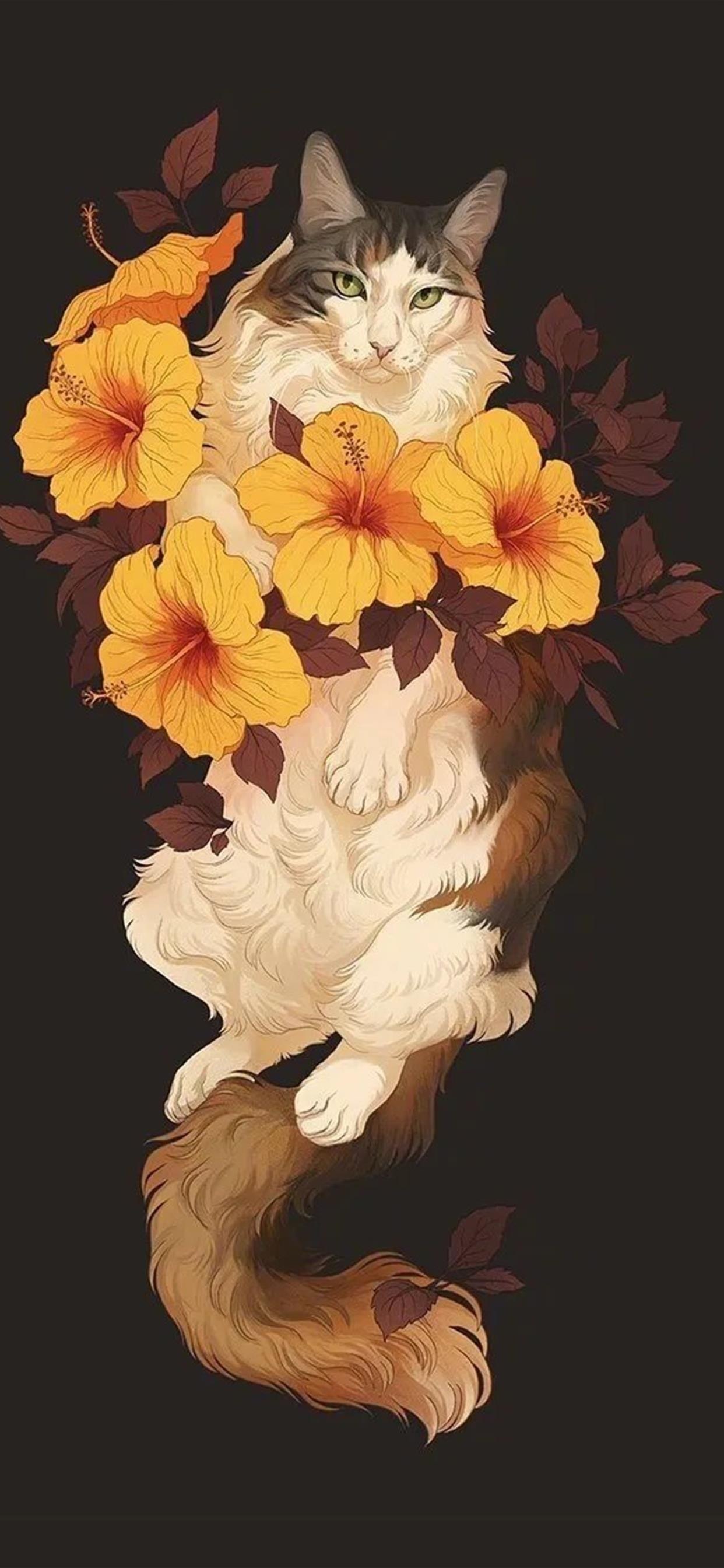 唯美动物萌宠插画手机壁纸! 动物也会气场的全开哦~!