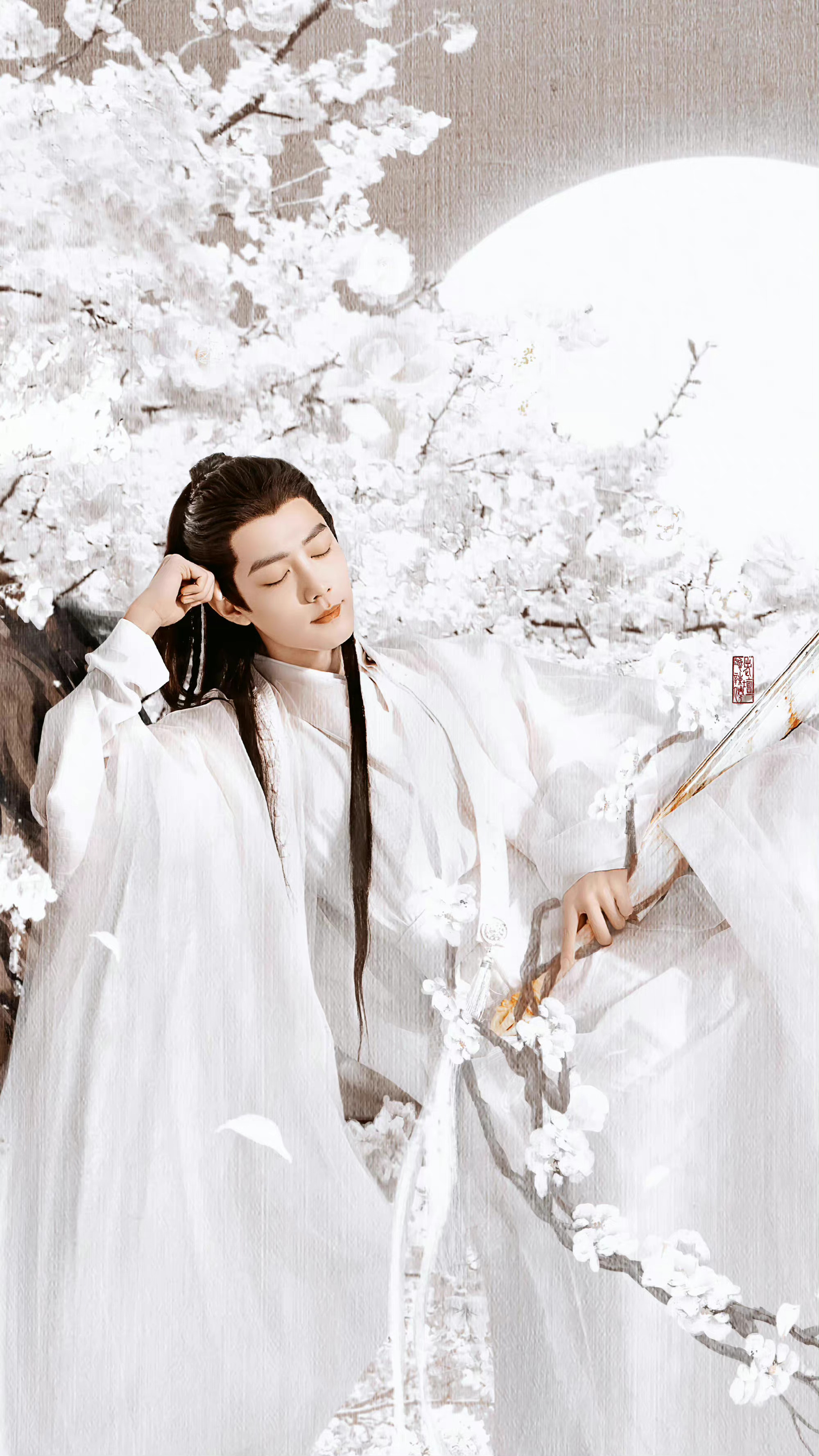 肖战《玉骨遥》端午节新海报 白衣提笔写字的时影大人